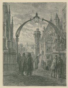 Algemeen beeld van de mensen op straat in de tempel door Gustave Dore